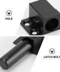 Heavy Duty Adjustable Sliding Latch Lock With Rust Proof Powder Coat Finish For Patio Gates And Yard Security Plus Tough As Nails Aluminum Build And Hella Secure Grip Perfect For Quick Weekend Repairs showing latch bolt and hole design.