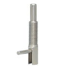 Heavy Duty Stainless Steel Retractable Indexing Plunger Pin With Swivel L Handle And Snappy Lockout Spring, showcasing a shiny metal finish.