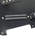Close-up of SSS Electric Guitar Loaded Pickguard Prewired Replacement 11 Hole Dark Black PVC 3 Ply Scratch Resistant Panel