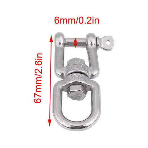 Built Like A Tank 304 Stainless Steel Swivel Shackle With Heavy Duty Snap Ring For Marine Gear And Industrial Rigging 6mm size
