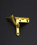 Rock Sturdy Cabinet Hinges 5 Pack Antique Brass 90 Degree Spring Assist Pivot Clamps detailed view of metallic hinge.