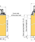 Diagram showing dimensions of Quadro 4088 Sliding Interior Door Kit With Black Matte Frosted Glass Pocket Door 36 By 96 Inches