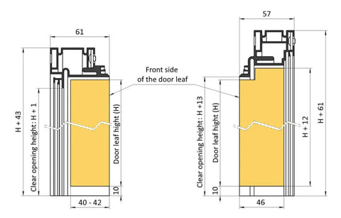 Diagram showing dimensions of Quadro 4088 Sliding Interior Door Kit With Black Matte Frosted Glass Pocket Door 36 By 96 Inches