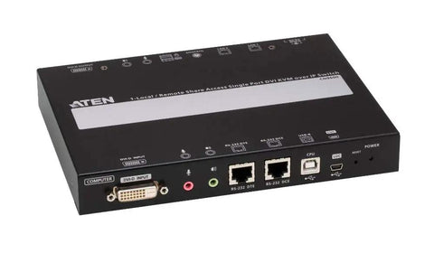 Single Port DVI KVM Over IP Switch With Dual Monitor Support And Rack Mountable Design At Full HD Resolution, rear view connections.