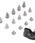 10pcs silver cone stud rivets with screw posts for leather clothes, shoes and bags