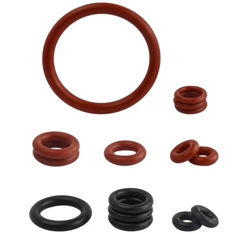 60Pcs Coffee Machine O Ring Seal Kit Silicone O Ring Replacement Set for Espresso Makers shown in multiple sizes and colors.