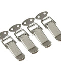 4 Pack Duck Mouth Latch Catches For Wooden Boxes, Heavy Duty Metal Spring Clasps shown in silver finish