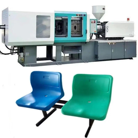 Top Shelf Automatic Hydraulic Injection Molding Machine For Folding Plastic Chairs And Home Accessories Multi Material Build No Sweat Operation Pro Grade Factory Rig With Custom Specs, includes blue and green molded chairs.