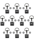 Motorcycle Race Fasteners Quick Release D Ring One Quarter Turn Clip Style Type C Chrome Black 17mm, pins and washers visible