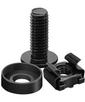 Top Notch Black M6 X 16mm Rack Mount Cage Screws And Nuts Pack For Server Cabinets Features solid steel black fasteners for secure installations.