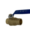 Three Quarter Inch Full Port Sweat Ball Valve Brass 600 WOG Water Oil Gas Lead Free 10 Pack With One Quarter Turn Steel Handle Safety Grip