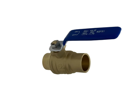 Three Quarter Inch Full Port Sweat Ball Valve Brass 600 WOG Water Oil Gas Lead Free 10 Pack With One Quarter Turn Steel Handle Safety Grip