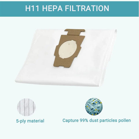 Six Pack Vacuum Bags For Sentria Avalir G Series All Generations And Models Plus Free Belt, H11 HEPA filtration bag