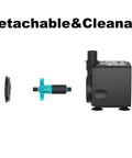 Ultra Quiet Submersible Water Pump With Dry Burn Protection 160 GPH disassembled view showing detachable and cleanable parts