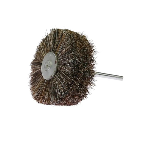 Heavy Duty Drill Mounted Polishing Brush Set With Sisal Fur And Bristle Wheels For Deep Cutting Final Buffing And Super Glossy Finish On Cars Or Machinery, bristle wheel close-up.