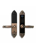 Knocks Out Burglary Hassle Smart Door Lock With Touchscreen Fingerprint Scanner Rfid Card And Numeric Code Entry, stylish bronze finish.