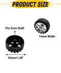 40 Piece RC Wheel Kit With 2mm Shaft Holes Plastic Car Wheels And Metal Axles showing 35mm diameter and 14mm width