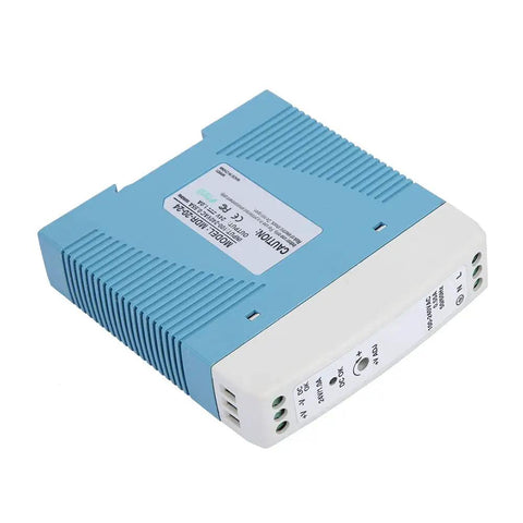 DIN Rail Power Supply 24W 24V 1A Industrial Grade With Full Range 85-264VAC Input For Automation Control Systems, blue and white unit
