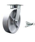 Built Tough Industrial Grade Heavy Duty Kingpinless Swivel Caster With Eight Inch Bronze Finish Wheels And A Rock Solid One Thousand Two Hundred Fifty Pound Load Rating For Quick Weld Or Bolt Up Plate Mount Kits and pin.