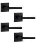 Single Sided Dummy Door Handle For Closet Or Pantry No Turning Matte Black Reversible Interior Push Pull Lever HD1601-DB-Dummy-4P, Easy In And Out Door Hardware For Cabinets And Rooms, matte black zinc alloy lever set