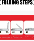 Heavy Duty Folding Cart With Wheels And Handle For Easy Haul And No Sweat Transport Durable Platform Cart folding steps