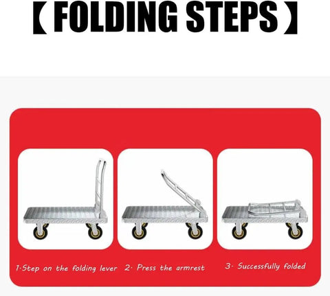 Heavy Duty Folding Cart With Wheels And Handle For Easy Haul And No Sweat Transport Durable Platform Cart folding steps