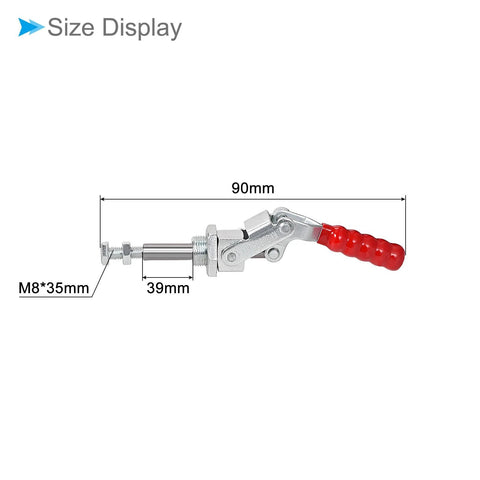 Side view of Heavy Duty Pro Grade Toggle Clamp 300 Lb Holding Capacity With Push Pull Quick Release Down Action And 180 Degree Handle Opening