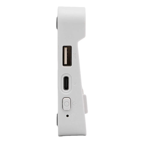 Side view of Dual Battery Charger Hub For Flip Drone 60W Fast Charging Station with USB ports, white color, compact design.