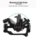 Sweet Stopping Power Heavy Duty Aluminum Alloy Mechanical Disc Brake Calipers With Universal Front Rear Mounting showing black mechanical brake with extended leverage arm.