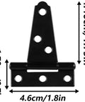 16 Pack 2 Inch T Strap Hinges For Shed Doors And Gates Heavy Duty Black Outdoor Tee Hinges with dimensions and screw holes