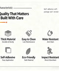 Infographic detailing features of 10 Pack Red 3D Wall Padding Panels Self Adhesive Foam Protectors, including durability and easy maintenance.