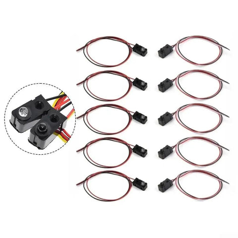 5 Pack Infrared Break Beam Sensor With 2ms Fast Response for Arduino, black plastic housing, wires attached, shown in multiple units