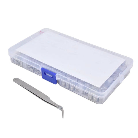 Cup Point Set Screw Kit With 304 Stainless Steel Grub Screws M2 Through M8, includes hex wrenches and tweezers in plastic case