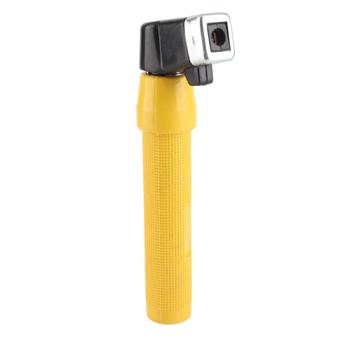 Heavy Duty Welding Electrode Clamp 400A Universal Fit With Ergonomic Handle For Easy Grip And Less Fatigue While Working Yellow Color side view with textured grip
