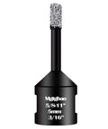 Mgtgbao dry diamond core drill bit with 5/8-11 thread, black body, front view