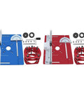 Heavy Duty Red Aluminum Router Table Insert Plate With Miter Slots Delivers Zero Fuss Sliding Action For Weekend Warriors And Pro Carpenters, red and blue plates with accessories.