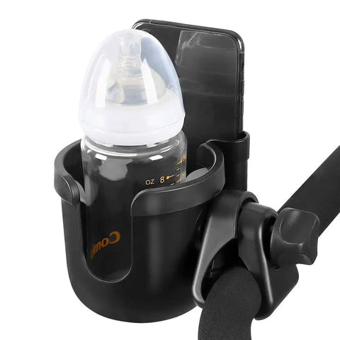 2 In 1 Stroller Cup Holder With Phone Mount Universal Cup Holder for strollers, bikes, and wheelchairs holding bottle and phone