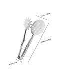 Stainless steel frying tongs with strainer for kitchen use