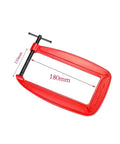 Massive 110mm Jaw G Clamp With Deep Throat For Welding And Woodworking Projects Made From Durable Cast Iron Rust Resistant Orange Finish Heavy Duty C-Clamp For Gluing And Assembly Tasks No Sweat Guarantee in red color.