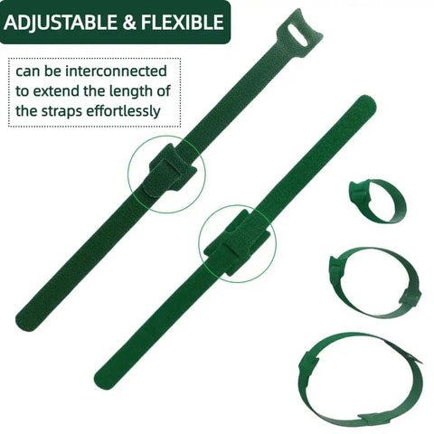 Green Reusable 100 Pack 6 Inch Adjustable Anti Slip Nylon Plant Ties With Hook And Loop Fasteners For Climbing Plants Trellises And Garland