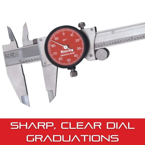 Pro Grade Stainless Steel Dial Caliper 0-6 Inch With Lock Screws, Red Face, 0.001 Inch Graduation, precision measuring tool