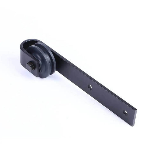 Antique Style Wood Barn Door Hardware Flat Rollers Hangers Black Finish No Sliding Rail flower-shaped design roller