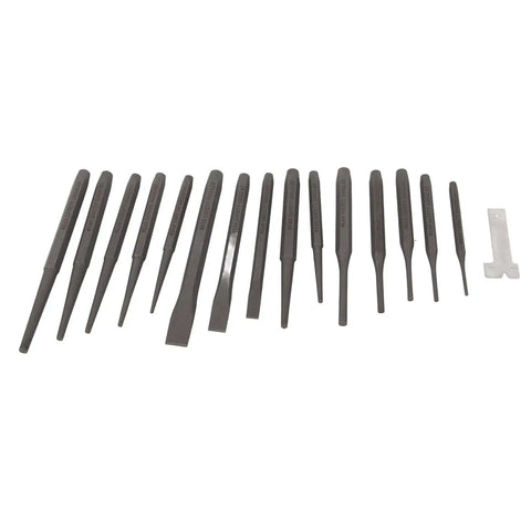 16 Piece Mechanics Punch And Chisel Set With Pin Center Taper Punches Cold Chisels Premium Heat Treatment Steel Heavy Duty Anti Rust Impact Proof Tool Kit For Auto Shop And Garage Repair Jobs, assorted sizes