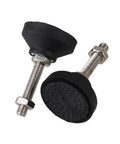 Four Piece Adjustable Leveling Feet Swivel Replacement Legs With Quick Turn Screws And Hella Tough Nylon Cushion Bottoms For DIY Furniture Or Home Office Setup, showcasing metal screws and nylon bases.