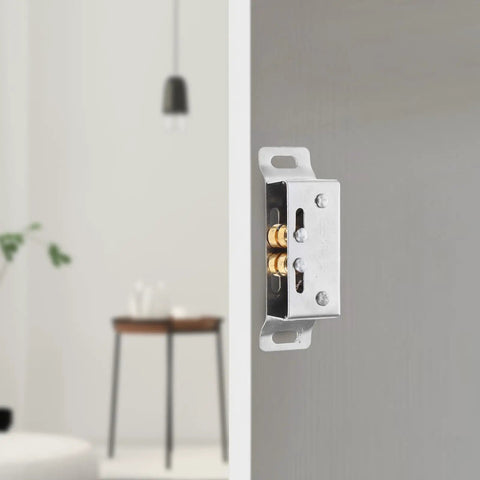 Stainless Steel Closet Door Ball Catch Set 10 Pairs Adjustable Latch installed on a door frame for noise reduction and easy install