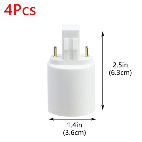 4 Pack GX23 To E27 Light Socket Adapters Converter In Line Lamp Holder 2 Pin Base Flame Retardant PBT Construction With Copper Nickel Pins For Durable Contact And Easy Plug And Play No Tools Needed White