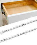 Smooth Glide Drawer Slides For Cabinets And Tool Chests, Cold Rolled Steel Ball Bearing Rails, 40cm Length, shown with open drawer