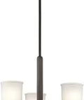 Three Light Mini Chandelier In Olde Bronze With Satin Etched Glass From Shailene Collection, sleek urban design with three arms.