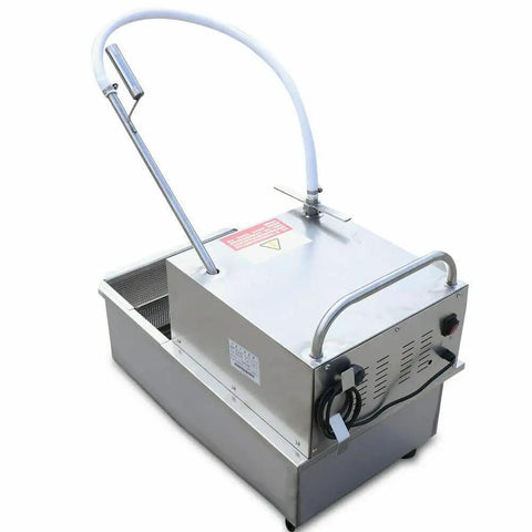 Mobile Fryer Oil Filter System Built Dead Serious With 304 Stainless Steel And Smooth Electric Filtration Machine On Rolling Cart, 55L tank.