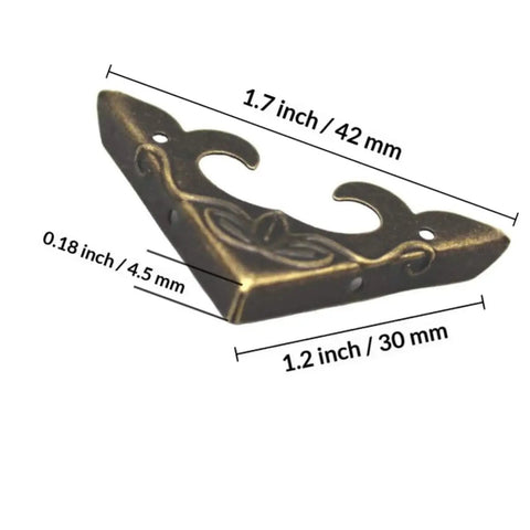 Iron Corner Protectors For Boxes And Drawers, Triangle Carved Guard In Bronze Retro Vibe, Durable Metal Furniture Corner Guards
